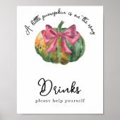 Waterverf pompoen boog baby shower Drinken Poster (Voorkant)
