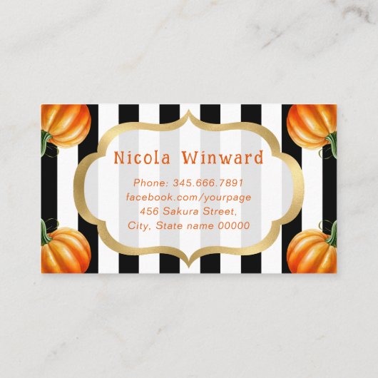 Waterverf pompoen cakes en taart bakkerij visitekaartje (Achterkant)