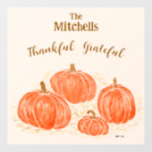 Waterverf Pompoen Carving PERSONALISEREN NAAM Raamsticker (Vel)