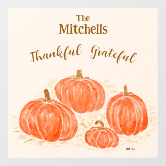 Waterverf Pompoen Carving PERSONALISEREN NAAM Raamsticker (Vel)