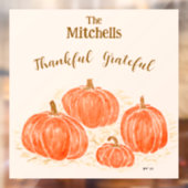 Waterverf Pompoen Carving PERSONALISEREN NAAM Raamsticker (Vel 2)