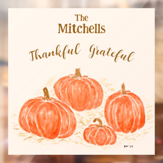 Waterverf Pompoen Carving PERSONALISEREN NAAM Raamsticker (Vel 2)