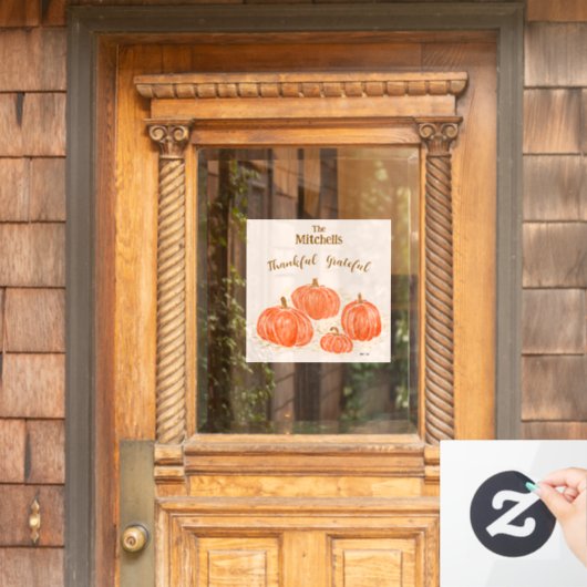 Waterverf Pompoen Carving PERSONALISEREN NAAM Raamsticker (Huis Deur)