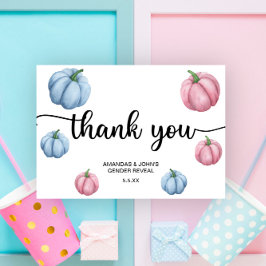 Waterverf Pompoen Dank je gender onthullen Bedankkaart