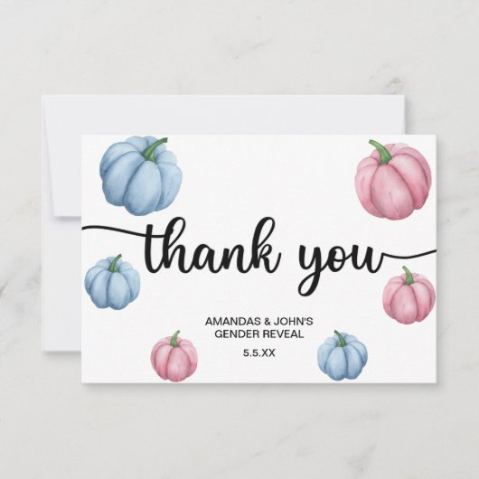 Waterverf Pompoen Dank je gender onthullen Bedankkaart (Voorkant)
