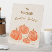 Waterverf Pompoen Dankbaar PERSONALISEER NAAM Reclamebord Met Voetstuk (Insitu)