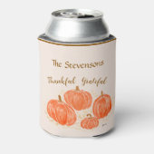 Waterverf Pompoen Dankbaar PERSONALISEREN Blikjeskoeler (Blikje Achterkant)