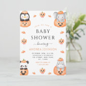 Waterverf pompoen dieren Halloween Baby shower Kaart (Staand voorkant)