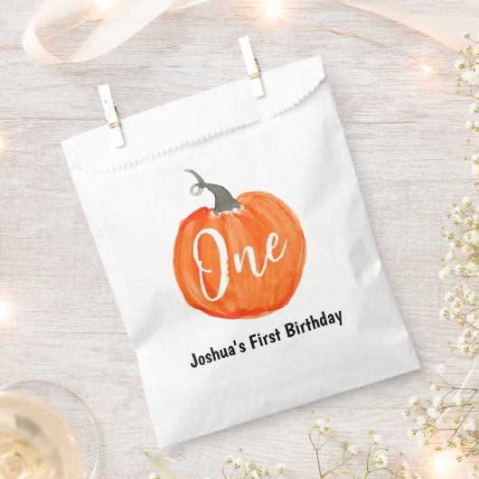 Waterverf pompoen eerste verjaardag bedankzakje (Geknipt)