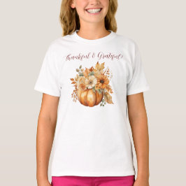 Waterverf pompoen en bloemen-dankbaar & dankbaar t-shirt
