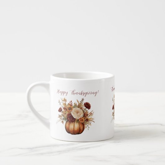 Waterverf Pompoen en Bloemen- Espresso Kop (Links)