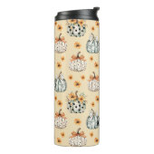 Waterverf pompoen en bloemen script naam thermosbeker (Gedraaid links)