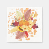 Waterverf Pompoen en Bloemen Thanksgiving Servet (Voorkant)