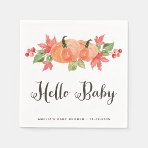 Waterverf pompoen en esdoorn bladeren Baby shower Servet