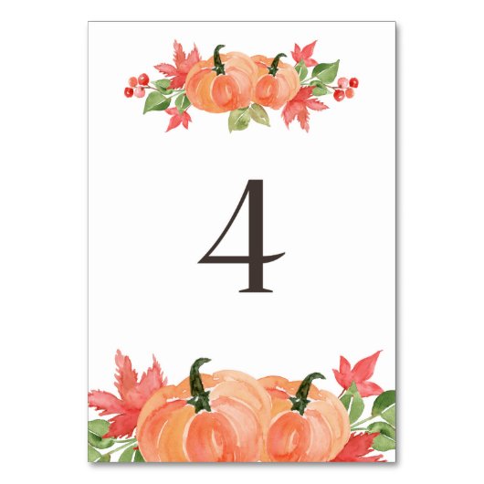 Waterverf Pompoen en Esdoornblad Kransen Tafel 4 Kaart (Achterkant)