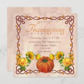 Waterverf Pompoen en Gele Mums Thanksgiving Kaart (Voorkant / Achterkant)