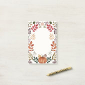 Waterverf pompoen en herfstleien post-it® notes (Op bureau)