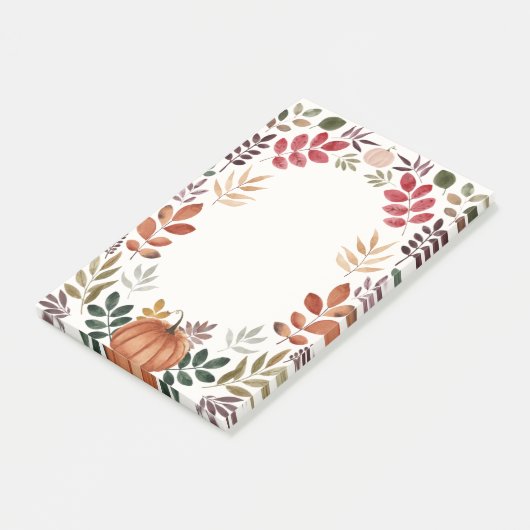 Waterverf pompoen en herfstleien post-it® notes (Schuin)