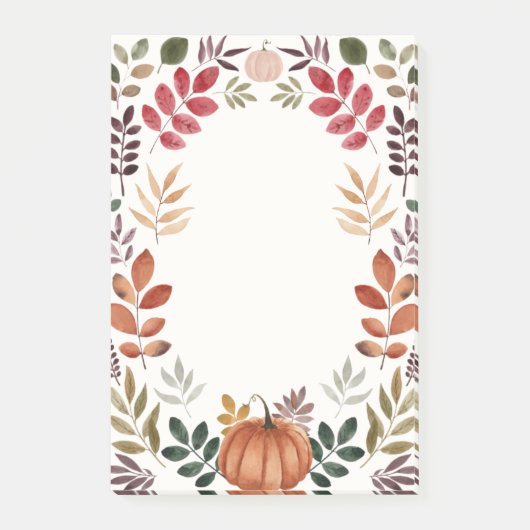 Waterverf pompoen en herfstleien post-it® notes (Voorkant)