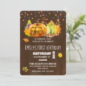 Waterverf pompoen en seizoensgebonden herfstblader kaart (Staand voorkant)