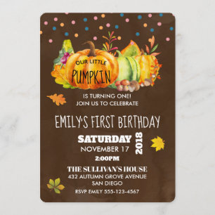 Waterverf pompoen en seizoensgebonden herfstblader kaart