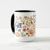 Waterverf pompoen en valbladeren mok (Voorkant links)