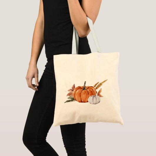 Waterverf pompoen en valbladeren tote bag (Voorkant (product))