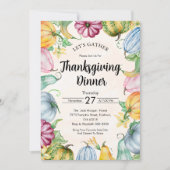 Waterverf Pompoen en verlaat Thanksgiving Diner Kaart (Voorkant)