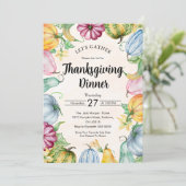 Waterverf Pompoen en verlaat Thanksgiving Diner Kaart (Staand voorkant)