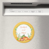 Waterverf pompoen en wijnstokken, op maat magneet (Insitu (Vaatwasser))