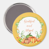 Waterverf pompoen en wijnstokken, op maat magneet (Voorkant / Achterkant)
