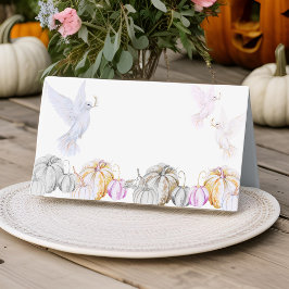 Waterverf pompoen en witte duif Thanksgiving Plaatskaartje