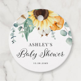 Waterverf Pompoen en Zonnebloem Herfst Baby shower Bedankjes Labels