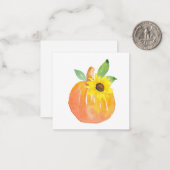 Waterverf Pompoen en Zonnebloem Notitiekaartje (Voorkant / Achterkant in situ)