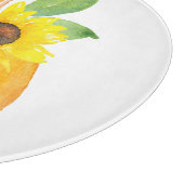 Waterverf Pompoen en Zonnebloem Snijplank (Hoek)