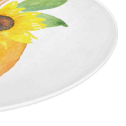 Waterverf Pompoen en Zonnebloem Snijplank (Hoek)