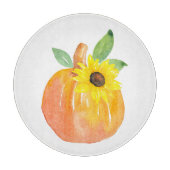 Waterverf Pompoen en Zonnebloem Snijplank (Voorkant)