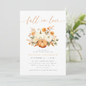 Waterverf Pompoen Fall in Love Bruidsfeest Kaart (Staand voorkant)