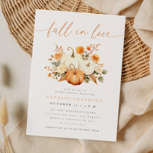 Waterverf Pompoen Fall in Love Bruidsfeest Kaart