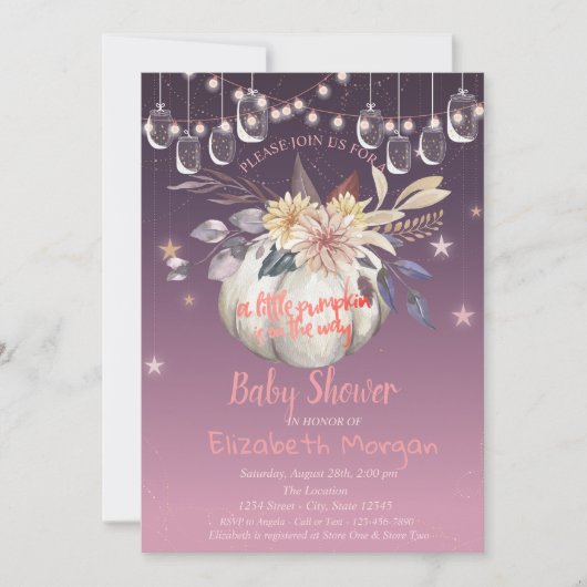 Waterverf pompoen, Floral, licht Baby shower Kaart (Voorkant)