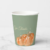 Waterverf Pompoen "Geef Bedankt" () Papieren Bekers (Achterkant)