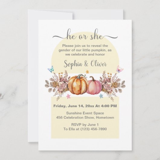 Waterverf pompoen geslacht onthullen hij of zij kaart (Voorkant)