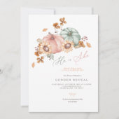 Waterverf Pompoen Geslacht Onthulling Party Uitnod Kaart (Voorkant)