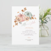 Waterverf Pompoen Geslacht Onthulling Party Uitnod Kaart (Staand voorkant)