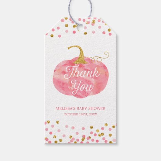 Waterverf pompoen glitter Herfst dank u voor Cadeaulabel (Voorkant)