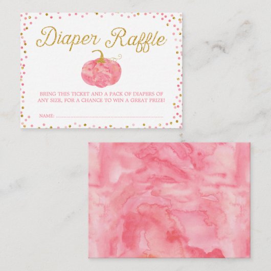 Waterverf Pompoen Glitter Luier Raffle Ticket Informatiekaartje (Voorkant / Achterkant)