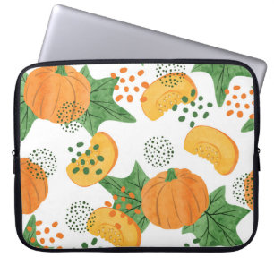 Waterverf Pompoen Groente: Sinaasappel Naadloos Laptop Sleeve
