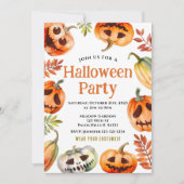 Waterverf pompoen Halloween kostuum feest Kaart (Voorkant)