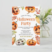 Waterverf pompoen Halloween kostuum feest Kaart (Staand voorkant)