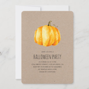 Waterverf pompoen. Halloween kostuumfeest. Kraft Kaart